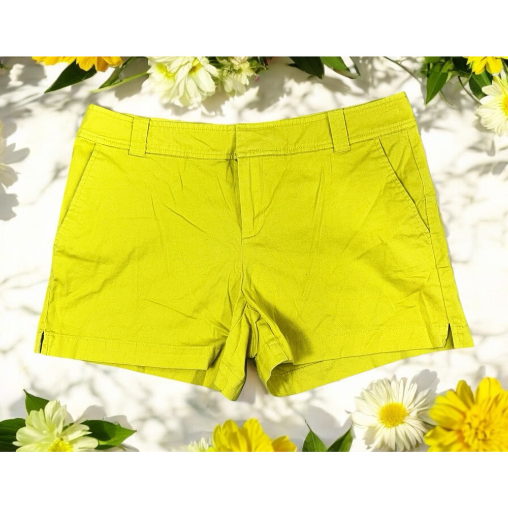 Soho New York & Company Chino Shorts Size 6 Chartreuse Cotton Blend 4" Inseam
